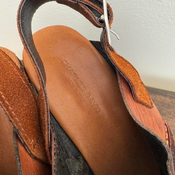 70s Style Platform Suede Heel Cognac Charles David Size 9-9.5 - Picture 7 of 7